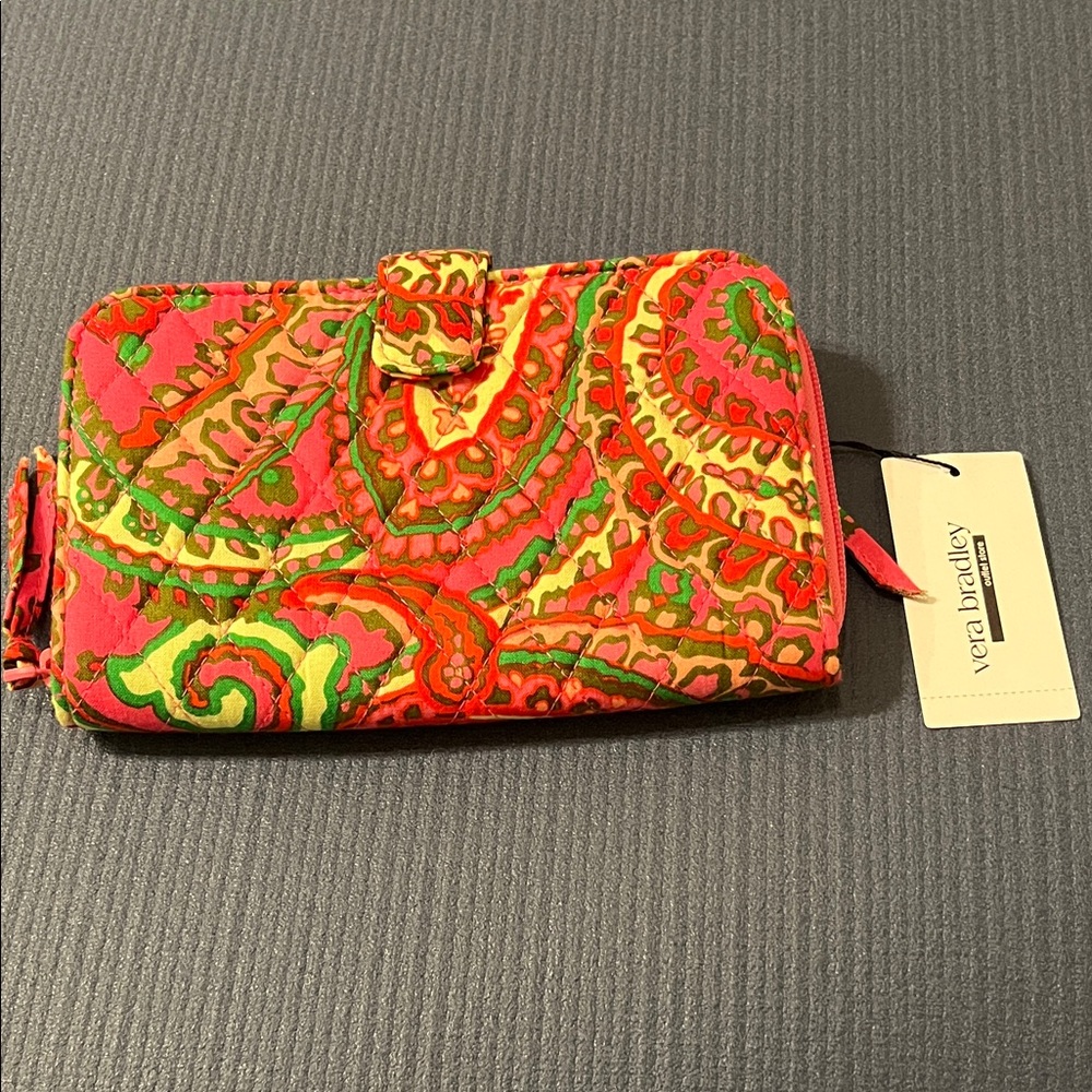 Vera Bradley Vibrant Pink and Green Wallet